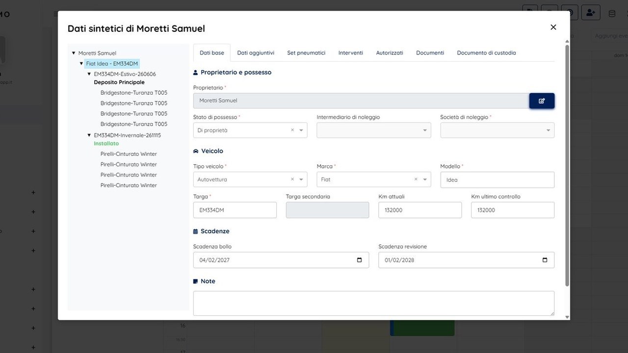 Diagnosi e Manutenzione — interfaccia gestionale