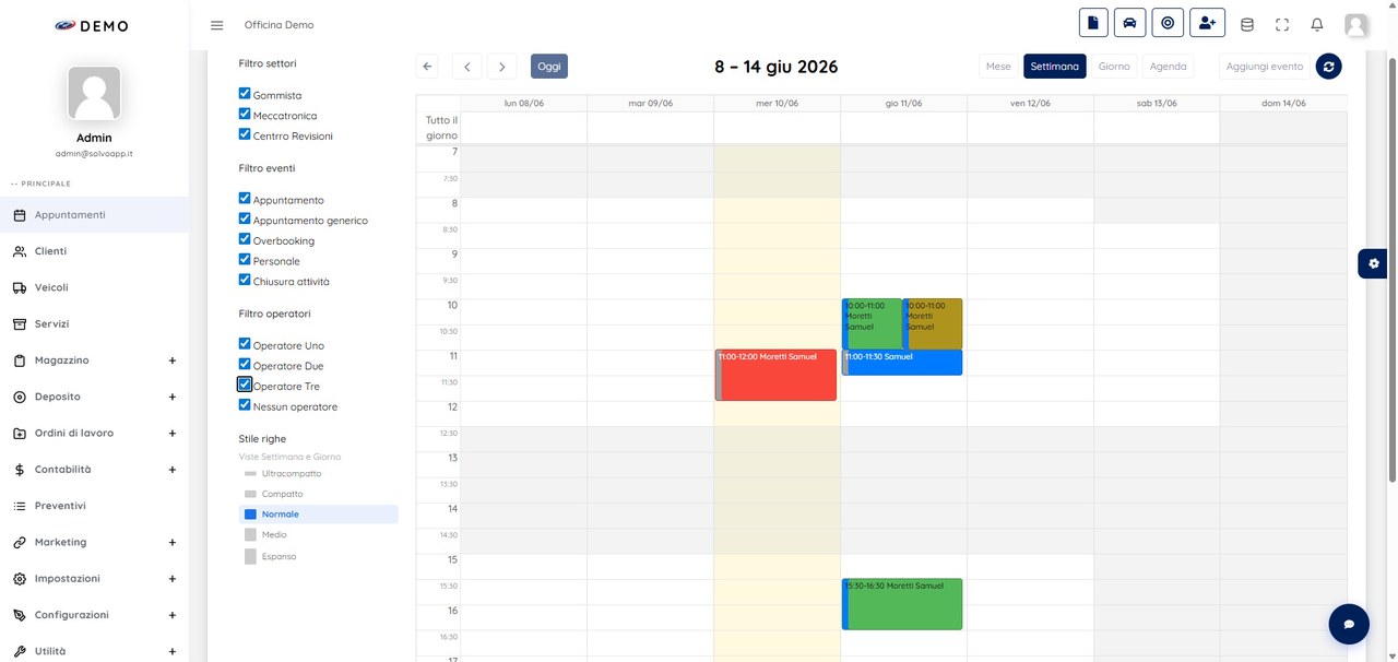 Programmazione Appuntamenti — interfaccia gestionale